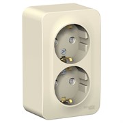 Blanca наружняя молочная розетка 2-ая с заземлением, со шторками, 16А, 250В BLNRA011202