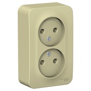 Blanca наружняя бежевый розетка 2-ая без заземления без шторок, изолированная пластина 16А, 250В BLNRA000217