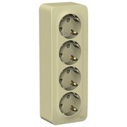 Blanca наружняя бежевый розетка 4-ая с заземлением, со шторками, изолированная пластина 16А, 250В BLNRA011417