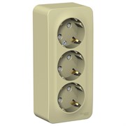 Blanca наружняя бежевый розетка 3-ая с заземлением, со шторками, изолированная пластина 16А, 250В BLNRA011317