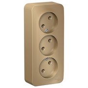 Blanca наружняя титан розетка 3-ая без заземления без шторок 16А, 250В, изолированная пластина BLNRA000314