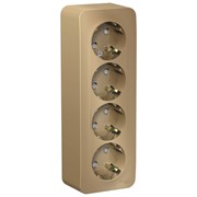 Blanca наружняя титан розетка 4-ая с заземлением, со шторками 16А, 250В, изолированная пластина BLNRA011414