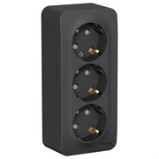 Blanca наружняя антрацит розетка 3-ая с заземлением, со шторками 16А, 250В, изолированная пластина BLNRA011316