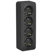 Blanca наружняя антрацит розетка 4-ая с заземлением, со шторками 16А, 250В, изолированная пластина BLNRA011416