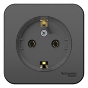 Blanca наружняя антрацит розетка с заземлением, без шторок, (тонкая) 16А, 250В, изолированная пластина BLNRA110116