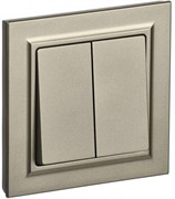 IEK Brite шампань выключатель 2- клавишный 10А в сборе BR-V20-0-10-K37-F