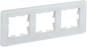 IEK Brite Decor белый матовый стекло скруглённые углы рамка 3 места BR-M32-G-41-K01