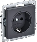 IEK Brite Base графит розетка 1-м с заземлением, с защитными шторками 16А BR-R14-16-K53