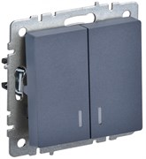 IEK Brite Base маренго выключатель 2- клавишный с индик. 10А BR-V20-1-10-K35