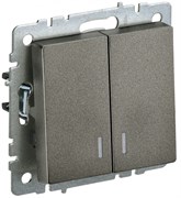 IEK Brite Base тёмная бронза выключатель 2- клавишный с индикацией 10А BR-V20-1-10-K45
