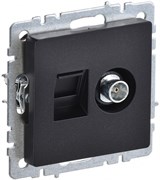 IEK Brite Base чёрный розетка двойная TV+RJ45 кат.5E BR-AK20-1-K02
