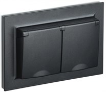IEK Brite чёрный розетка 2 - места, с заземлением и шторками, и крышк 16А в сборе IP44 BR-R26-16-44-K02-F