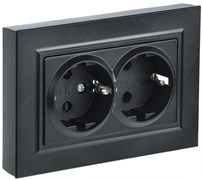 IEK Brite чёрный розетка 2-места с заземлением, без защитных створок 16А в сборе BR-R21-16-K02-F