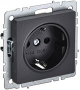 IEK Brite Base чёрный розетка 1-м с заземлением, с защитными шторками 16А BR-R14-16-K02