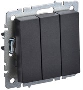 IEK Brite Base чёрный выключатель 3 клавишный 10А BR-V30-0-10-K02