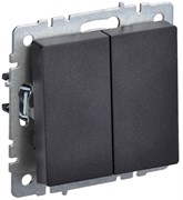 IEK Brite Base чёрный выключатель 2- клавишный проходной 10А BR-V22-0-10-K02