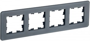 IEK Brite Decor графит матовый стекло скруглённые углы  рамка 4 места BR-M42-G-41-K53