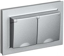 IEK Brite алюминий розетка 2 места, с заземлением, шторками и крышкой, 16А в сборе IP44 BR-R26-16-44-K47-F