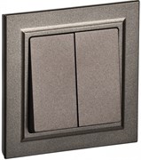 IEK Brite тёмная бронза выключатель 2- клавишный. 10А в сборе BR-V20-0-10-K45-F