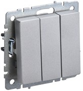 IEK Brite Base алюминий выключатель 3 клавишный 10А BR-V30-0-10-K47