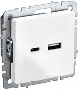 IEK Brite Base белый розетка USB A+C 18Вт BR-U22-018-K01