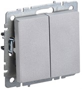 IEK Brite Base алюминий выключатель 2- клавишный 10А BR-V20-0-10-K47