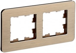 IEK Brite Decor шампань металл скруглённые углы рамка 2 места BR-M22-M-21-K37