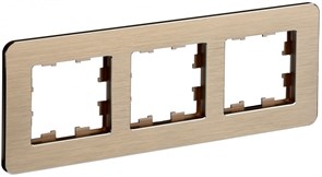 IEK Brite Decor шампань металл скруглённые углы рамка 3 места BR-M32-M-21-K37