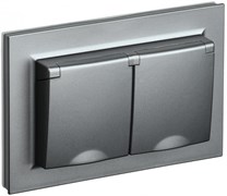 IEK Brite алюминий розетка 2-места с защитными шторками и крышкой 16А в сборе IP44 BR-R26-16-44-K46-F