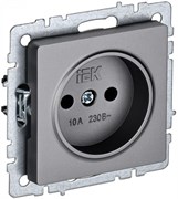 IEK Brite Base сталь розетка 1-м без заземления, без защитных створок 10А BR-R10-10-K46