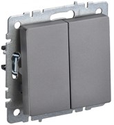 IEK Brite Base сталь выключатель 2- клавишный проходной 10А BR-V22-0-10-K46