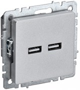 IEK Brite Base алюминий розетка USB A+A 3,1А BR-U21-D31-K47