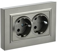 IEK Brite шампань розетка 2-места с заземлением, с защитными шторками 16А в сборе BR-R24-16-K37-F