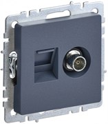 IEK Brite Base маренго розетка двойная TV+RJ45 кат.5E BR-AK20-1-K35