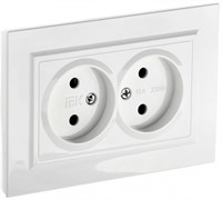 IEK Brite белый розетка 2-места без заземления, без защитных створок 10А в сборе BR-R20-10-K01-F
