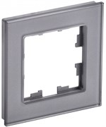 IEK Brite Decor серый глянец стекло рамка 1-местная BR-M12-G-K03