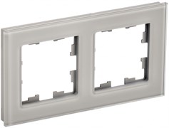 IEK Brite Decor дымчатый глянец стекло рамка 2 места BR-M22-G-K30