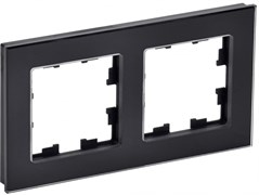IEK Brite Decor чёрный глянец стекло рамка 2 места BR-M22-G-K02