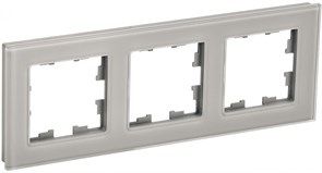 IEK Brite Decor дымчатый глянец стекло рамка 3 места BR-M32-G-K30