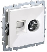 IEK Brite Base белый розетка двойная TV+RJ45 кат.5E BR-AK20-1-K01