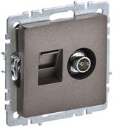 IEK Brite Base тёмная бронза розетка двойная TV+RJ45 кат.5E BR-AK20-1-K45
