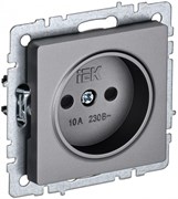 IEK Brite Base сталь розетка без заземления, со шторками, 10А BR-R13-10-K46