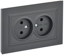 IEK Brite графит розетка 2-я без заземления, шторок, 10А в сборе BR-R20-10-K53-F