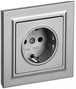 IEK Brite Base алюминий розетка с заземлением и шторками, 16А в сборе BR-R14-16-K47-F