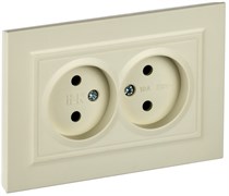 IEK Brite Беж розетка 2-я без заземления, шторок, 10А в сборе BR-R20-10-K10-F