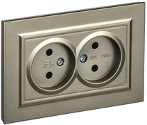 IEK Brite шампань розетка 2-я без заземления, без защитных шторок 10А в сборе BR-R20-10-K37-F