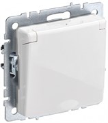 IEK Brite Base белый розетка 1-м с заземлением, с защитными шторками и крышкой 16А IP44 BR-R16-16-44-K01