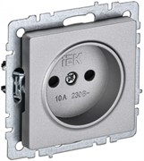 IEK Brite Base алюминий розетка без заземления, со шторками, 10А BR-R13-10-K47