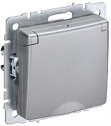 IEK Brite Base алюминий розетка 1-м с заземлением, с защитными шторками и крышкой 16А IP44 BR-R16-16-44-K47