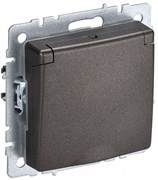 IEK Brite Base тёмная бронза розетка 1-м с заземлением, с защитными шторками и крышкой 16А IP44 BR-R16-16-44-K45